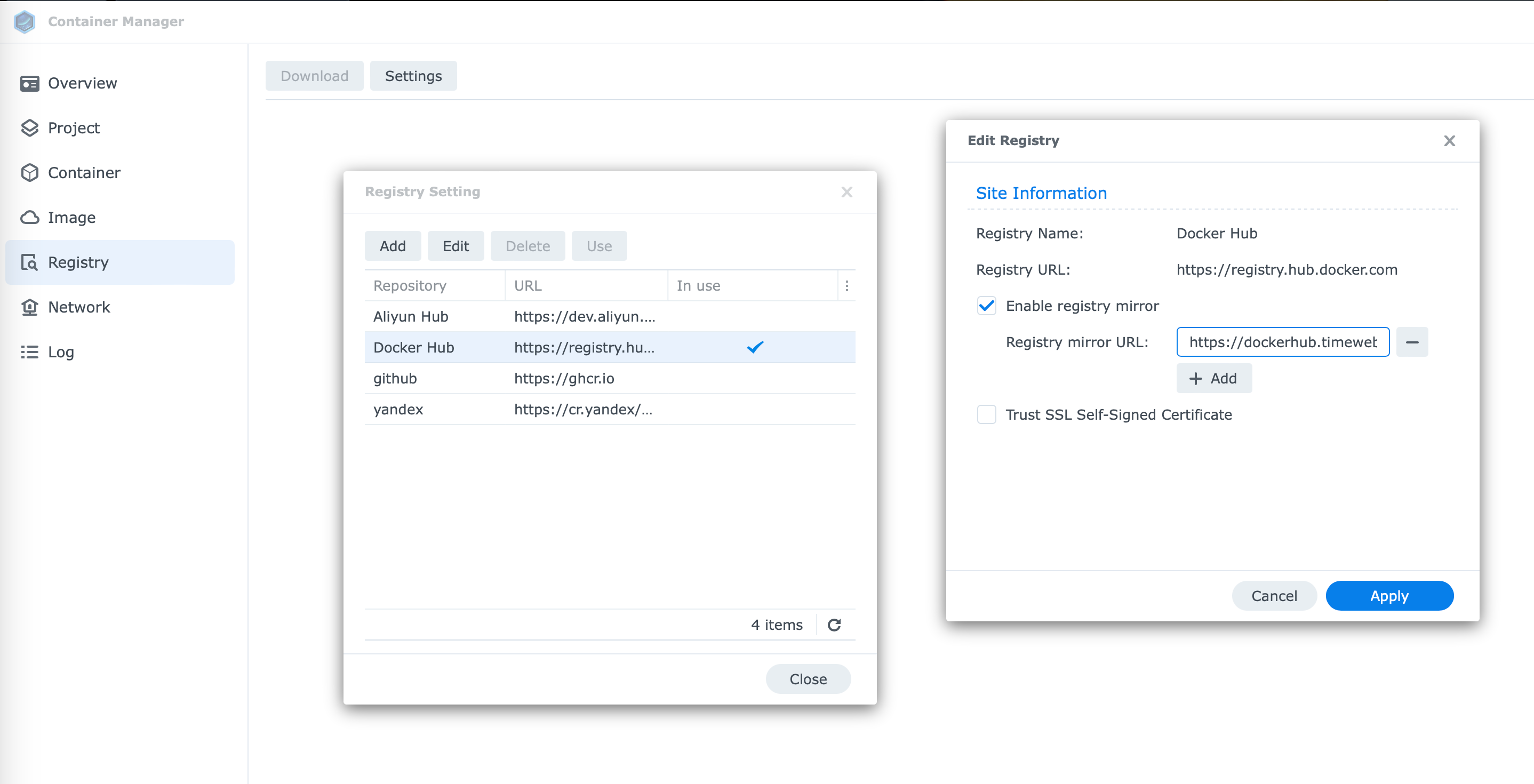 Настройка похода через зеркало docker-hub для synology.png